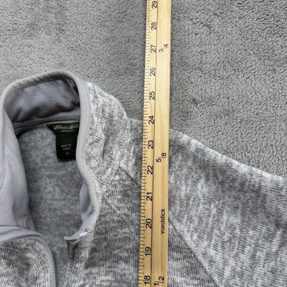 Eddie Bauer Grey Track Sweater Jacket Womens Medium Gray Sleeve Pocket Full Zip‎ - Picture 4 of 6